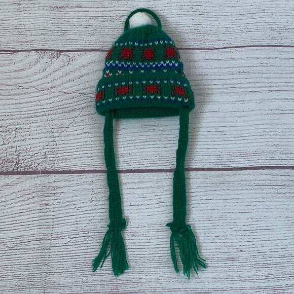 Knit Stocking Hat Christmas Tree Ornament or Holiday Decoration Pom Pom 10"L - Picture 1 of 14